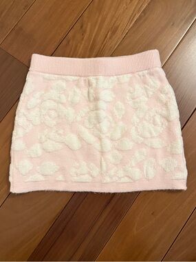 Janie and Jack Pink and White Floral Textured Knit Skirt
